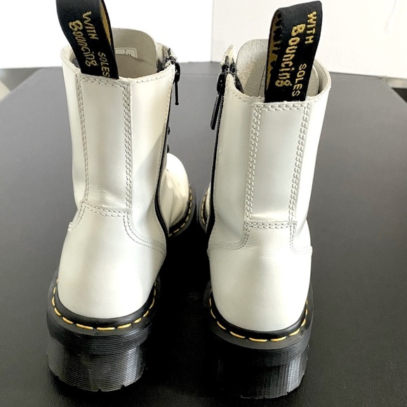 Dr. Martens Jadon Platform Lace Up Combat Boots White Leather Chunky Feminine - Picture 9 of 15